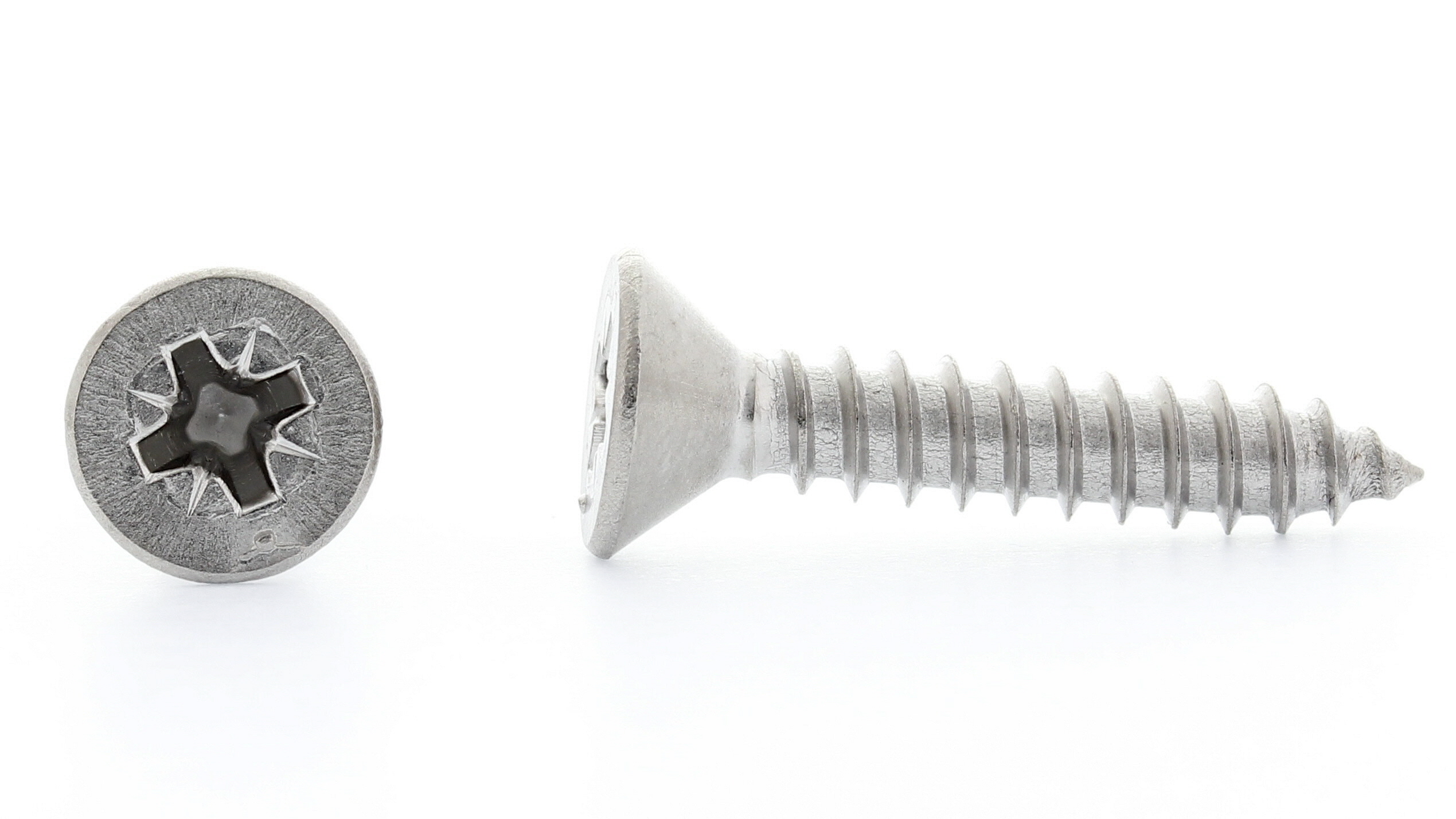 PLATESKRUE MED SENKHODE OG POZIDRIV DIN 7982 SYREFAST A4, SPISS ENDE